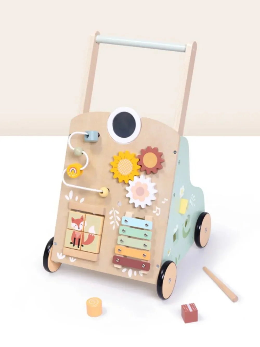 Wooden Baby Walker for Toddlers, Montessori 6-in-1 Activity Learning Toy - Picture 16 of 16